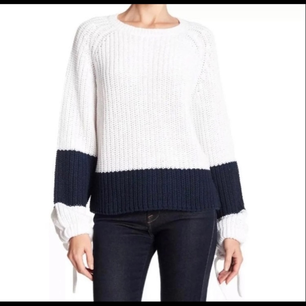 360 cashmere color block heavy knit sweater